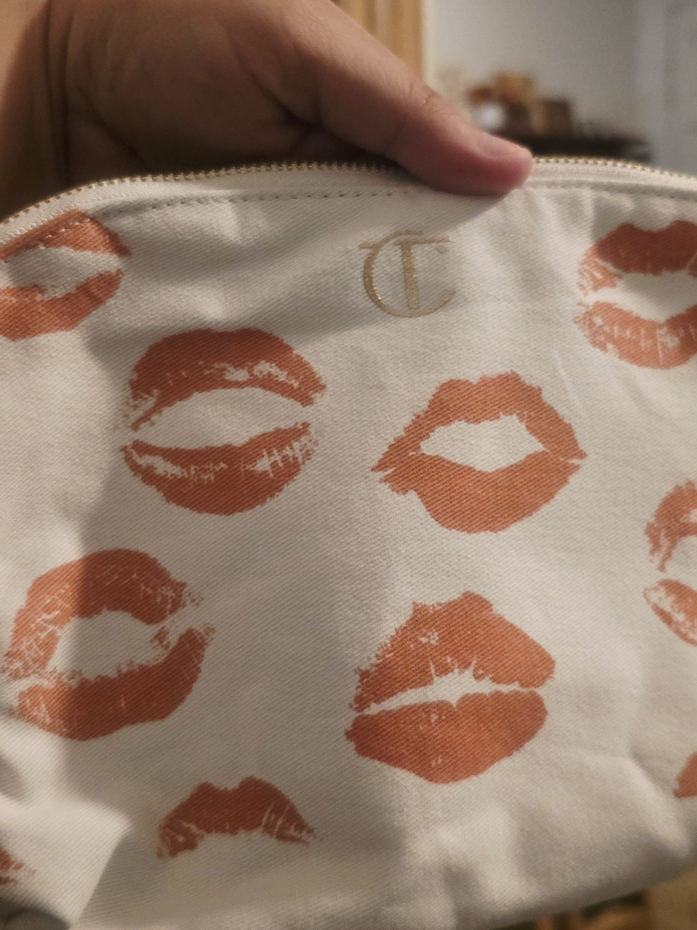 Charlotte Tilbury 1st Edition Lip Print Canvas Makeup Bag.